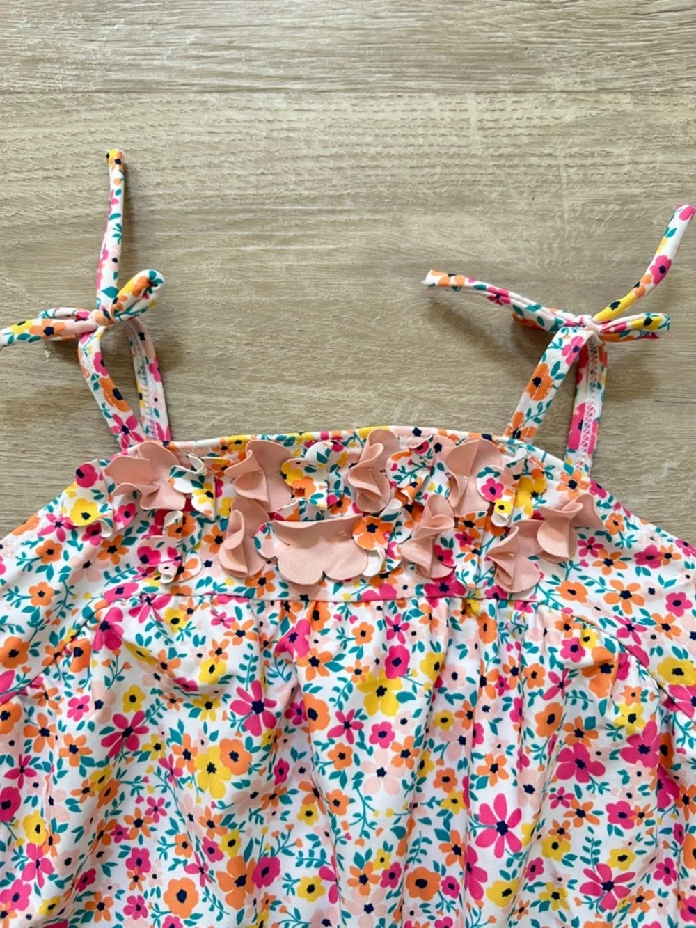 Tucker + Tate One Piece Swimsuit Girls 24M Floral 3D Flowers Lined Beach Summer